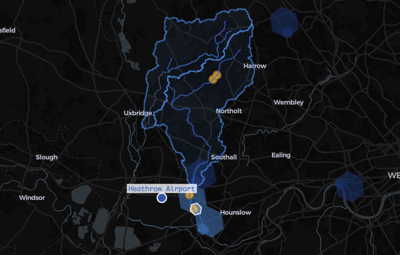 Map showing sampling sites