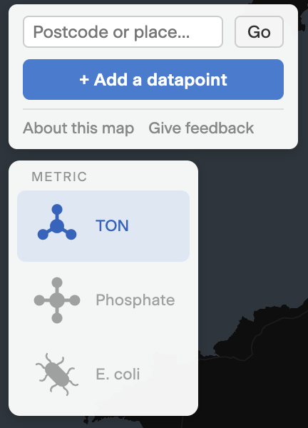 Metric selector and search controls